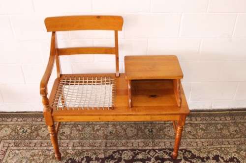 **RS17** A gorgeous solid yellow wood riempie chair telephone table with turned legs