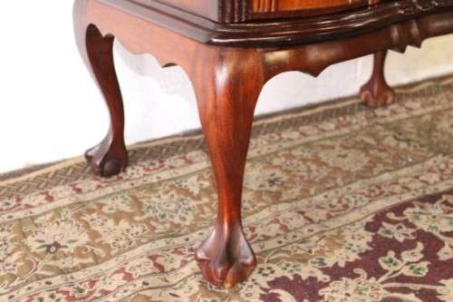 An awesome and solidly made vintage solid Imbuia ball and claw Radiogram cabinet