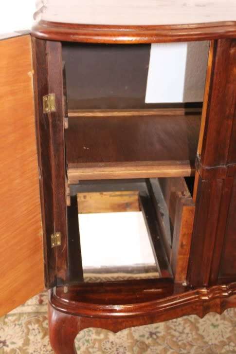 An awesome and solidly made vintage solid Imbuia ball and claw Radiogram cabinet