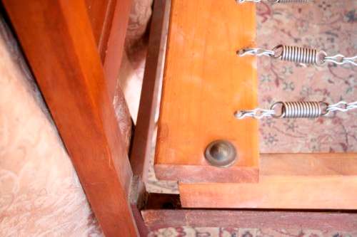 A vintage Excelsior spring base 3/4 (109cm)  bed incl. headboard, footboard & mounting struts.