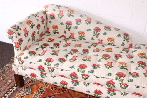beautifully upholstered modern styled chaise lounge in a red and white floral fabric-Lifespace Sale