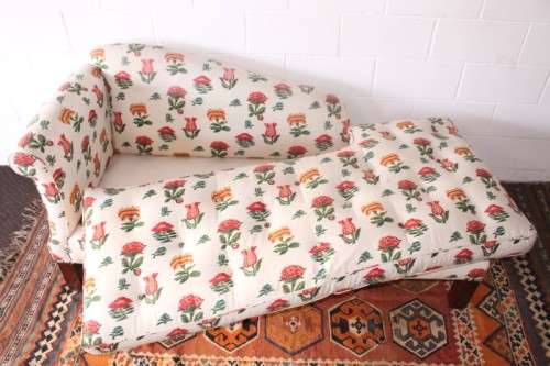 beautifully upholstered modern styled chaise lounge in a red and white floral fabric-Lifespace Sale