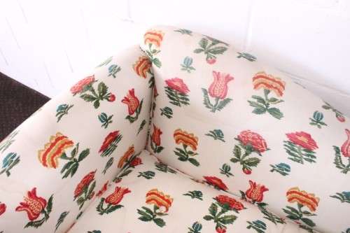 beautifully upholstered modern styled chaise lounge in a red and white floral fabric-Lifespace Sale