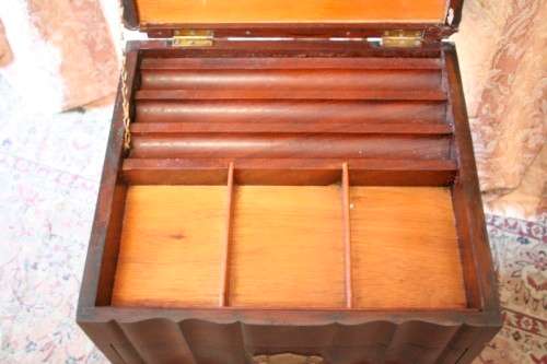 A spectacular and beautifully made vintage Imbuia "Mc Namees" jewellery stand with a drawer.