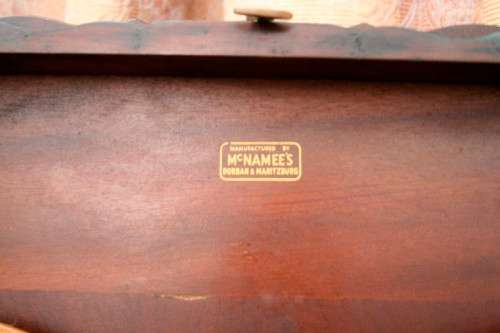 A spectacular and beautifully made vintage Imbuia "Mc Namees" jewellery stand with a drawer.