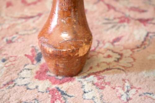 A beautiful vintage solid Imbuia scalloped edge Queen Anne half moon display/ occasional table
