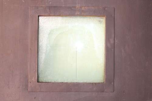 A large steel strongroom/ vault security door w/ a window -Lifespace Sale