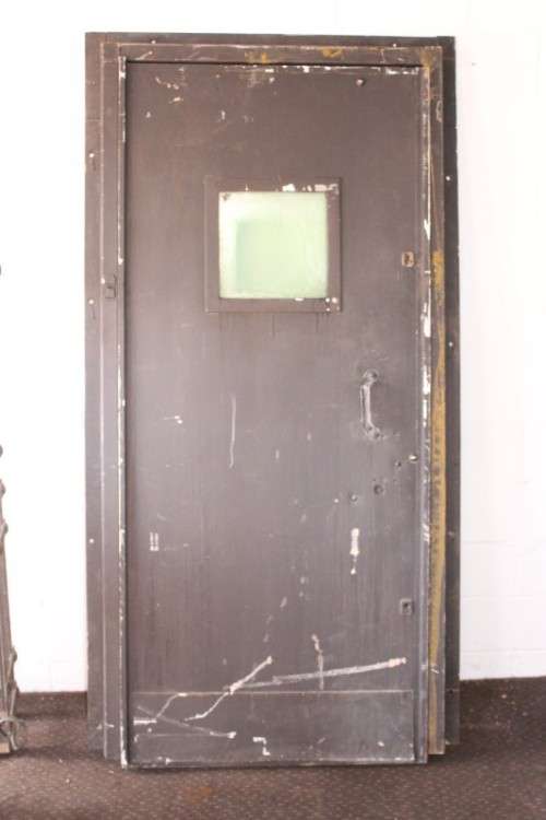 A large steel strongroom/ vault security door w/ a window -Lifespace Sale