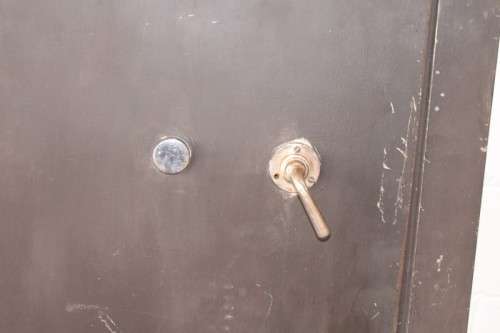 A solidly made steel strongroom/ vault security door w/ a window -Lifespace Sale