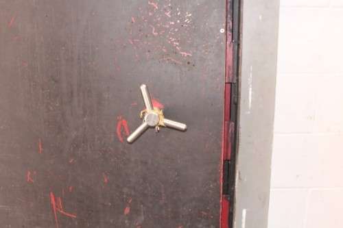 A heavy solidly made steel strongroom/ vault security door - Lifespace Sale