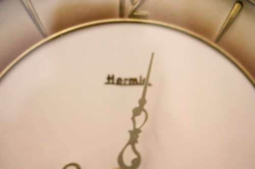 A gorgeous German made Art deco style "Hermle" battery operated gong chiming mantle clock