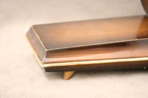 A gorgeous German made Art deco style "Hermle" battery operated gong chiming mantle clock