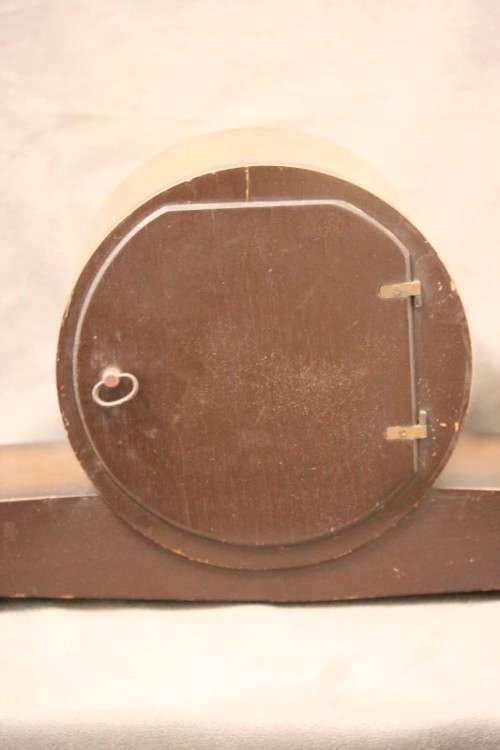A gorgeous German made Art deco style "Hermle" battery operated gong chiming mantle clock