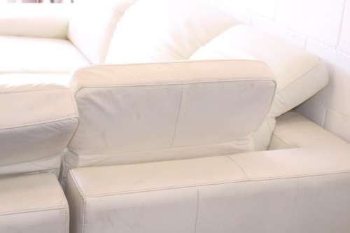 A superb large white genuine full-grain leather corner lounge suite with adjustable headrests