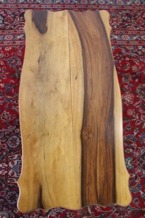 A vintage scalloped edge solid Knysna yellow wood coffee/ side table with Queen Anne cabriole legs