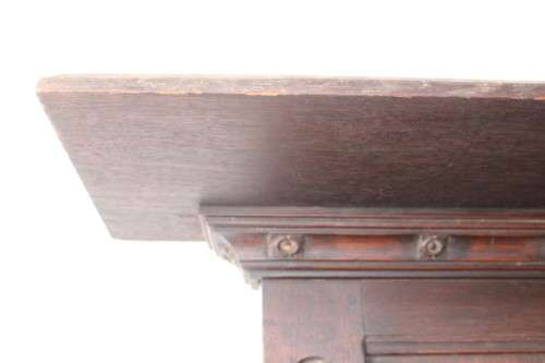 A antique Victorian-era hand carved French oak hat & coat shelf / wrought iron hooks Lifespace Sale