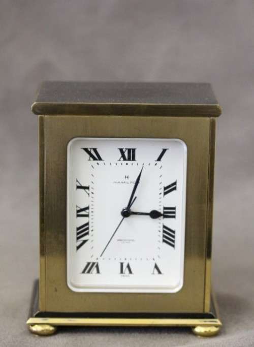 A beautiful vintage "Hamilton" brass battery operated clock, working. Lifespace Sale