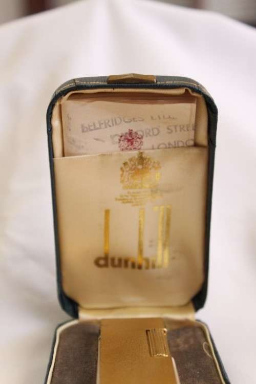 A stunning vintage (c1985) gold plated Dunhill Rollagas lighter in its box in working condition