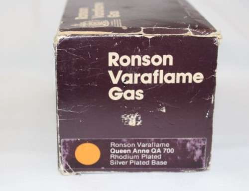A beautiful vintage Ronson "Queen Anne" Varaflame 700 Rhodium plated table lighter in original box
