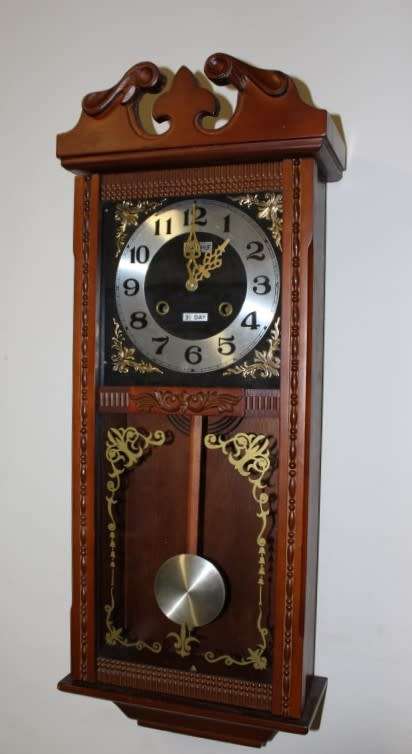 A beautiful, stylish vintage wall hanging "Blessings" 31 day wind up pendulum clock.