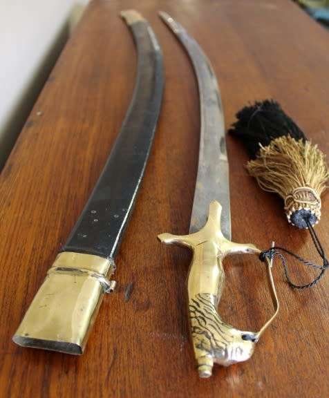 An amazing Indian ceremonial sword in a scabbard and tassel. Amazing display sword!!!!