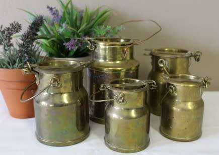 A fabulous set of 5 vintage brass cream canisters with loads of charm & character. Lifespace Sale