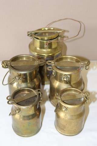 A fabulous set of 5 vintage brass cream canisters with loads of charm & character. Lifespace Sale