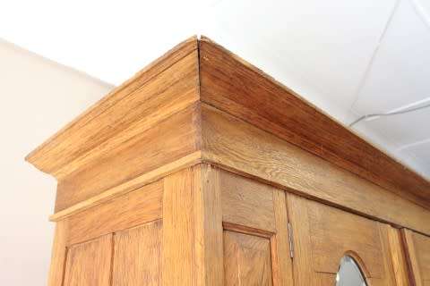 Discounted!! Vintage Oak two-door, two division wardrobe with "full-length" bevelled glass mirrors!!