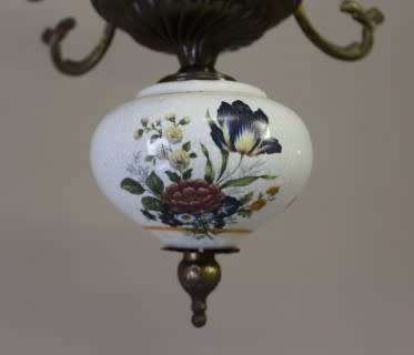 A fabulous, elegant brass and porcelain ceiling light/ chandelier. Amazing in formal living areas!!!