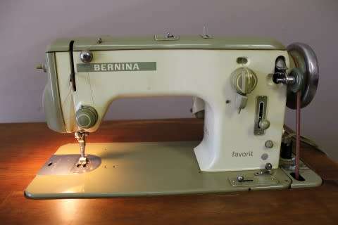 Stunning vintage Bernina "Favorit" 1959 treadle sewing machine in its original cabinet.