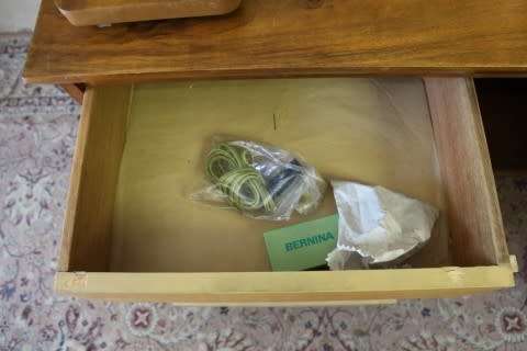 Stunning vintage Bernina "Favorit" 1959 treadle sewing machine in its original cabinet.