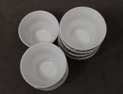 A very pretty traditional Chinese rice wine set of 8 cups with silver and gold gilt.