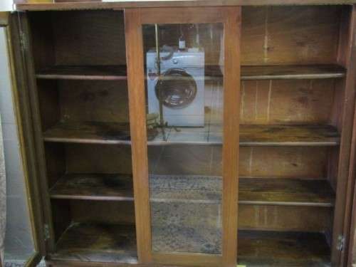 A fabulous Art Deco style 3-shelf glass front double door book case/ display cabinet. Stunning!!!