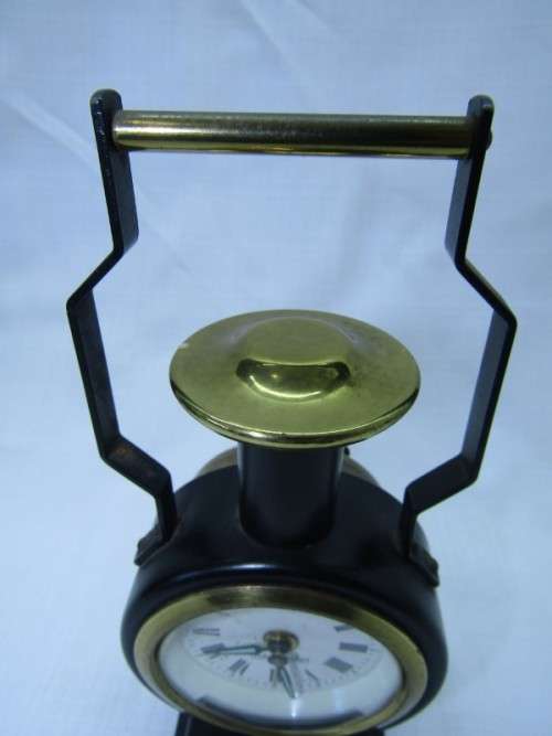 A gorgeous vintage mini Mercedes black metal wind up clock, working. Lifespace Sale