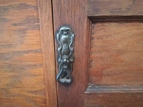 A wonderful vintage solid Oak single door wash stand with a white marble top on castors - stunning!!