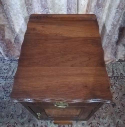 Vintage Imbuia single-door pedestal cabinet with a top drawer and brass handles-Lifespace Sale