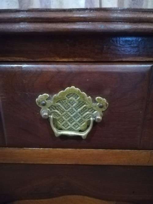 Vintage Imbuia single-door pedestal cabinet with a top drawer and brass handles-Lifespace Sale