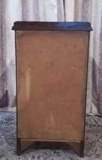 Vintage Imbuia single-door pedestal cabinet with a top drawer and brass handles-Lifespace Sale