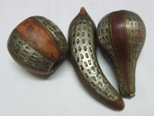 A stunning wooden fruit bowl with brass and metal fruit.....WOW!!!!!