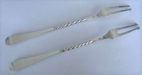 A set of amazing vintage French made Christofle silver pickle forks in good condition.