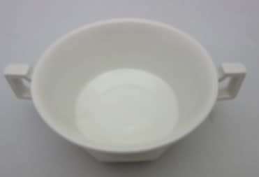 A lovely pair of white porcelain double handled soup bowls.  Lifespace Sale