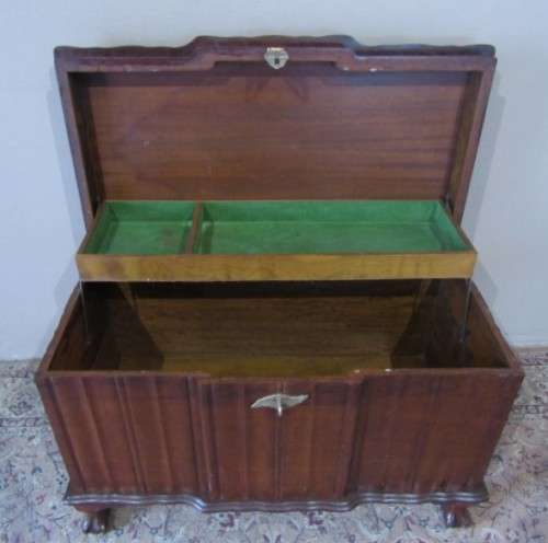 A  large solidly built "Kenbow" Imbuia trousseau kist with brass embellishments-Lifespace Sale