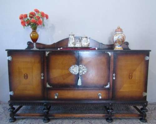 A large Victorian buffet/ side server cabinet w/ drawers, shelves, wine holder-Lifespace Sale