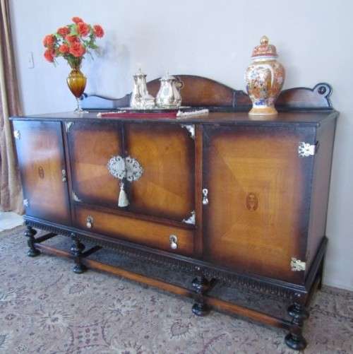 A large Victorian buffet/ side server cabinet w/ drawers, shelves, wine holder-Lifespace Sale