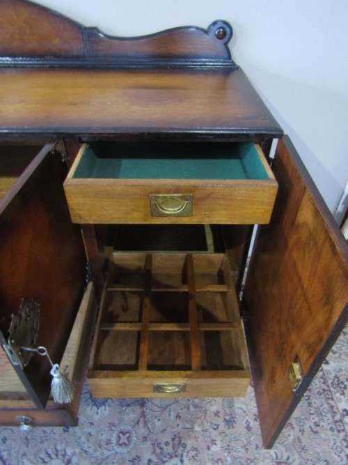 A large Victorian buffet/ side server cabinet w/ drawers, shelves, wine holder-Lifespace Sale