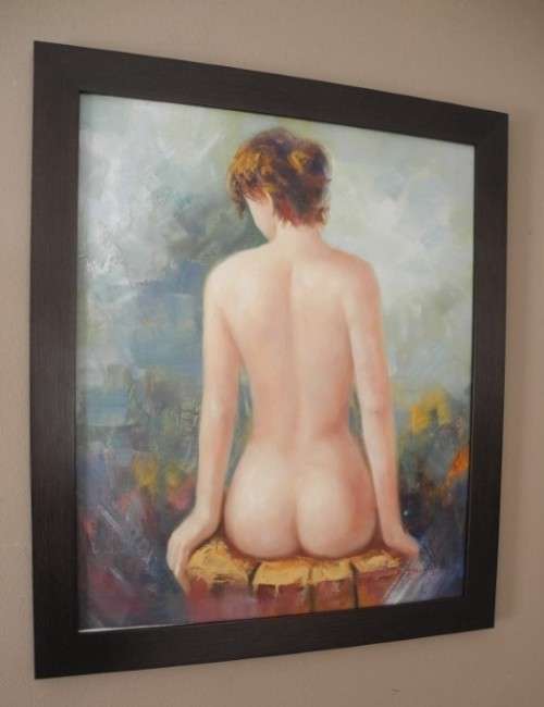 A stunning original " B Danny" semi nude oil on board painting in a wood frame - Investment art!!