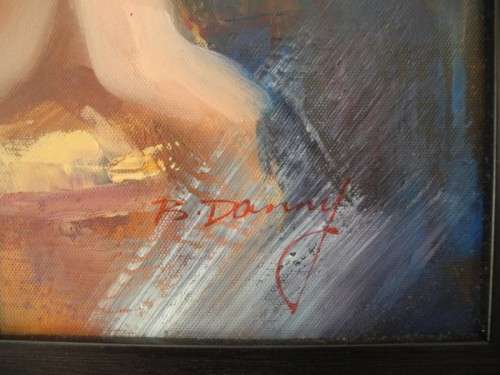 A stunning original " B Danny" semi nude oil on board painting in a wood frame - Investment art!!