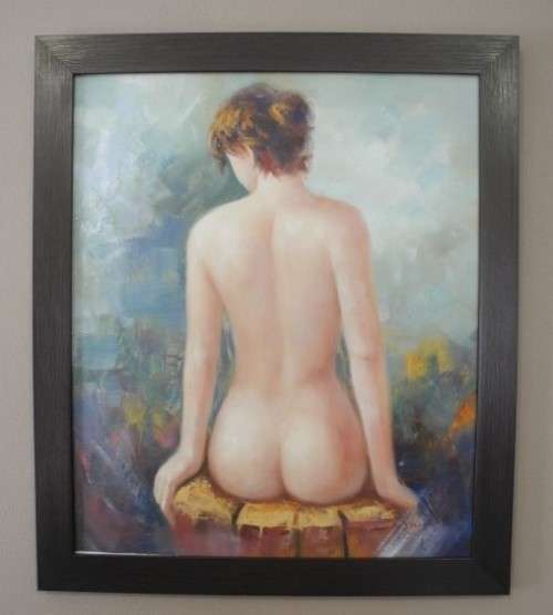 A stunning original " B Danny" semi nude oil on board painting in a wood frame - Investment art!!