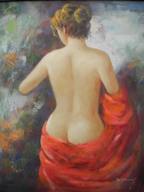 A fantastic original " B Danny" semi nude oil on board painting in a wood frame - Investment art!!