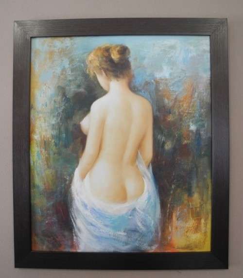 An amazing original " B Danny" semi nude oil on board painting in a wood frame - Investment art!!